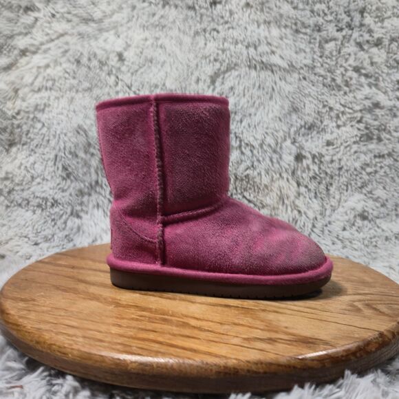 Koolaburra by Ugg Toddler Kid Sz 10 Sherpa Lined Pink Suede Winter Slip On Boots - Picture 11 of 11